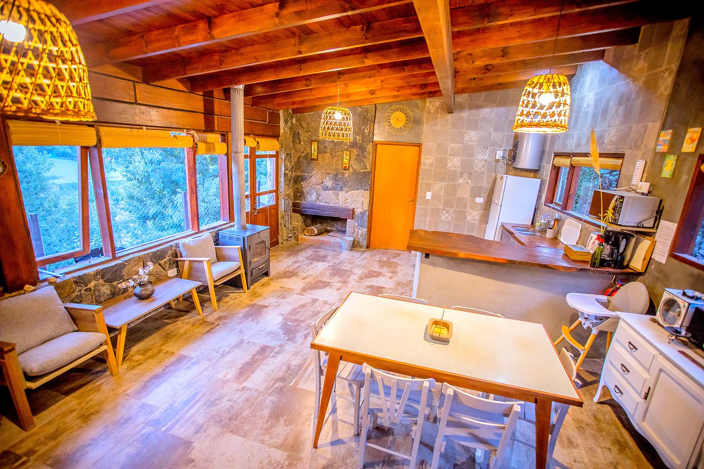 Living comedor con cocina integrada